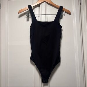 Good American Black Bodysuit Modern Minimalist Sleeveless Tank Style Sz 1 Small